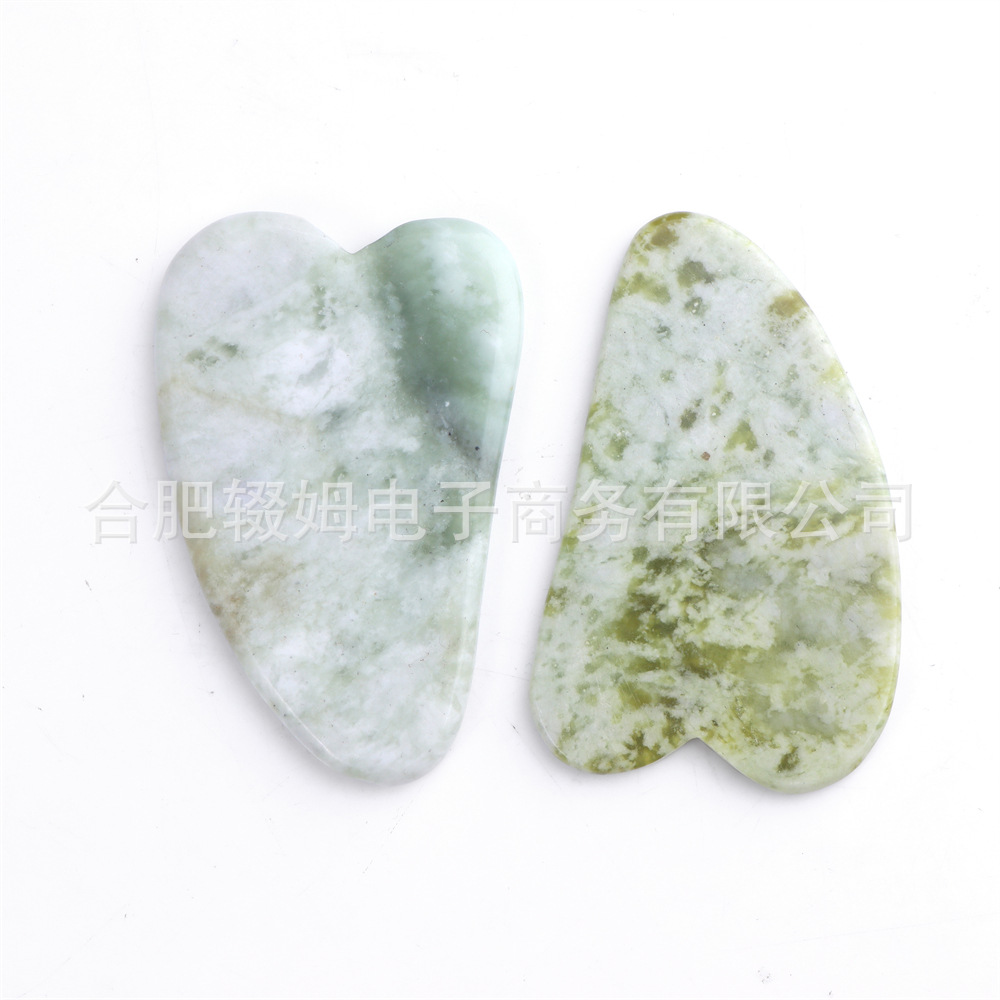 玉石刮痧板拨筋点穴脸部头疗牛角刮痧板刮痧片甲翠绿刮痧板跨境详情3