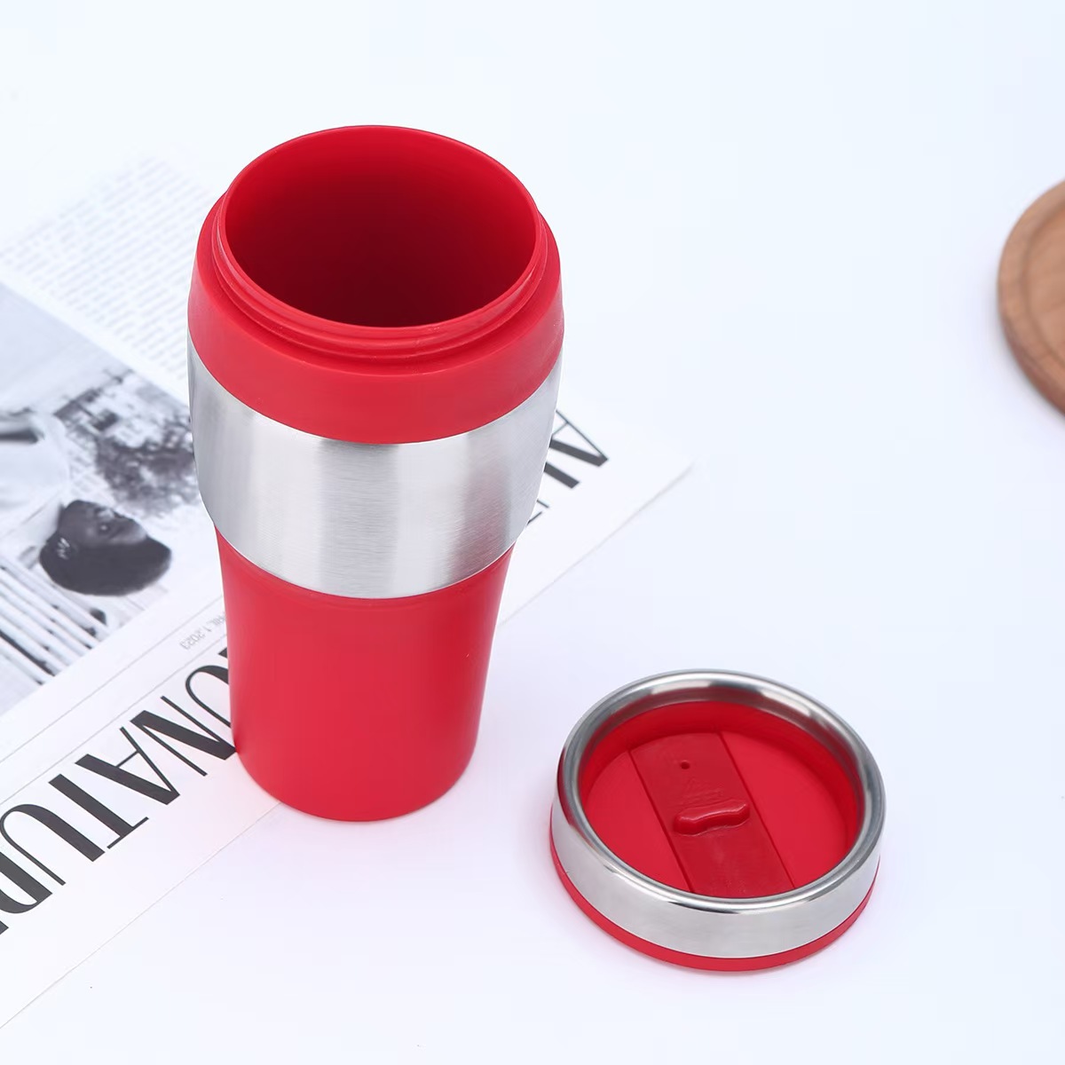 跨境促销内塑外钢车载汽车杯便携办公咖啡杯双层隔热随手水杯详情8