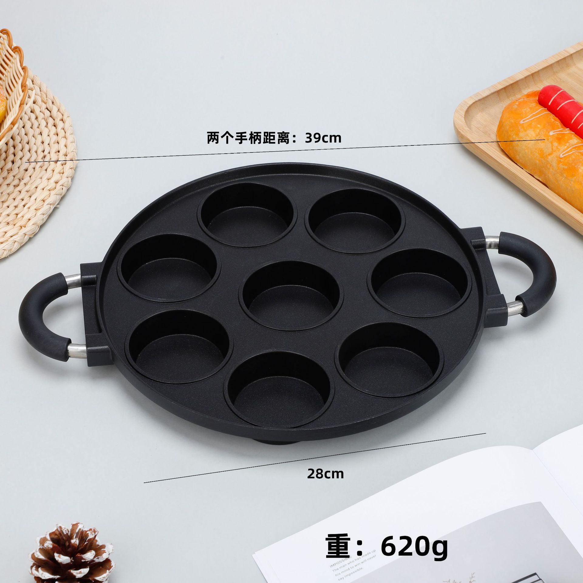 Baking eight-hole non-stick cake molds, takoyaki non-stick coated baking trays, egg pancake molds, round hole baking trays pic 2