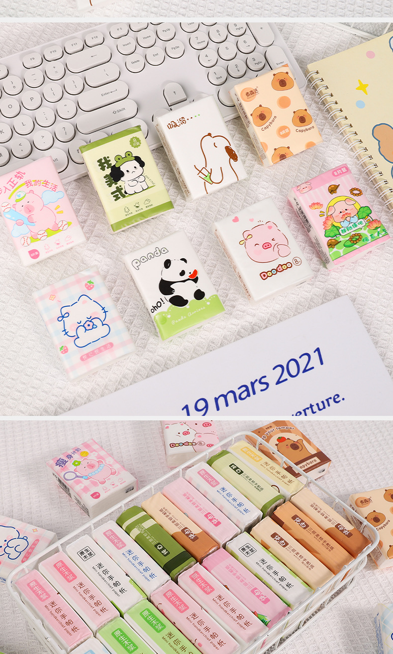 便携式卡通九连包手帕纸 小包三层纸卫生纸抽纸 家用学生出门必备纸巾详情10