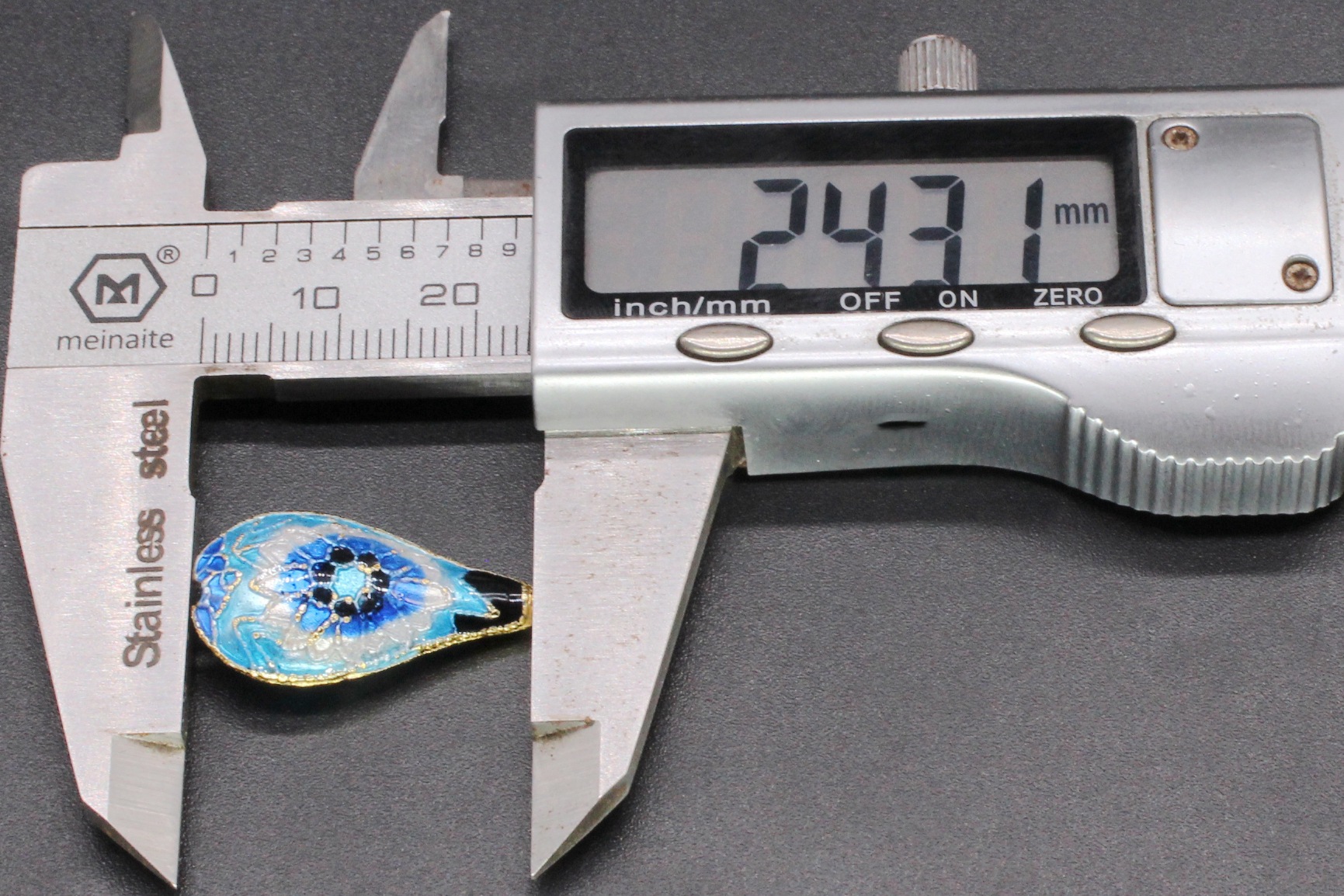 Traditional high-temperature enamel mechanism silver-blue ancient-style jewelry accessory, back cloud partition bead cloisonne 24*15 water drop pic 14