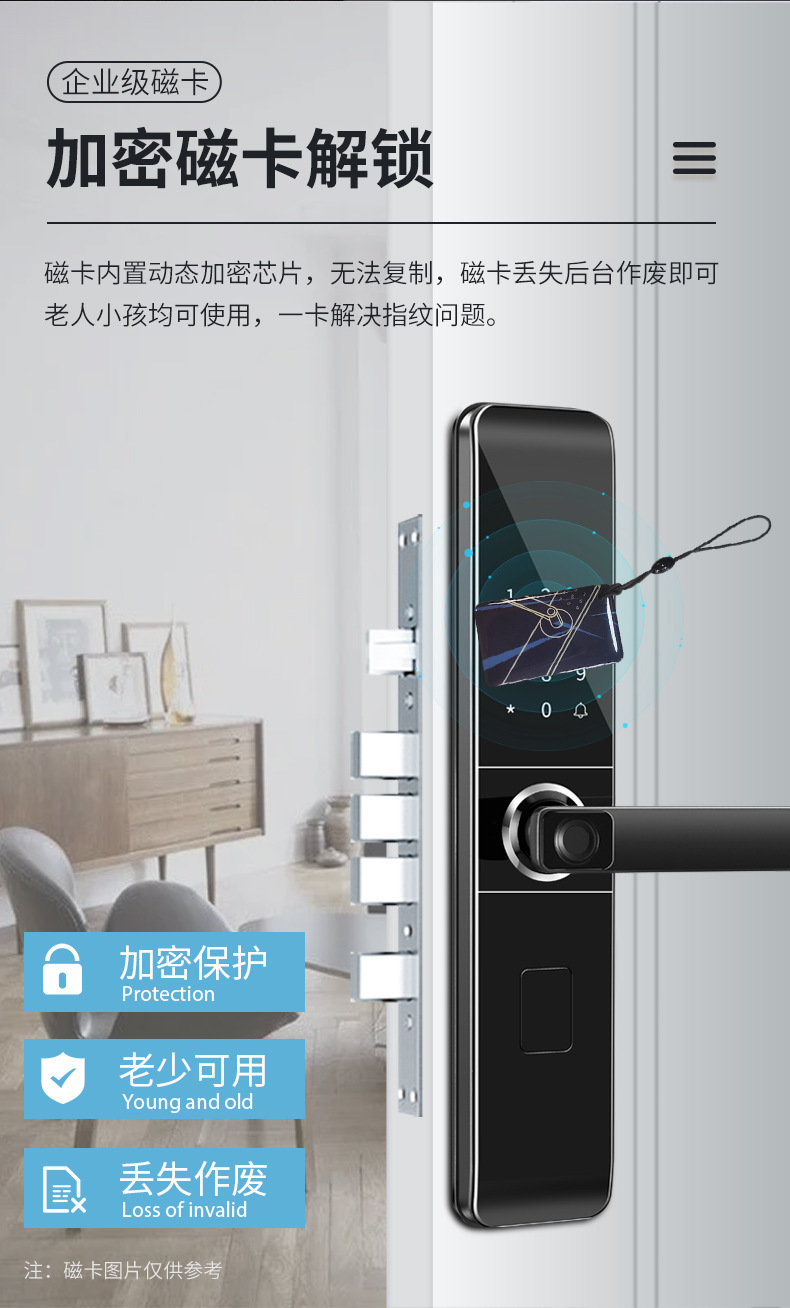 一握开指纹锁c级芯锁厂家新款防盗门门锁电子锁智能锁 通通涂鸦锁详情4