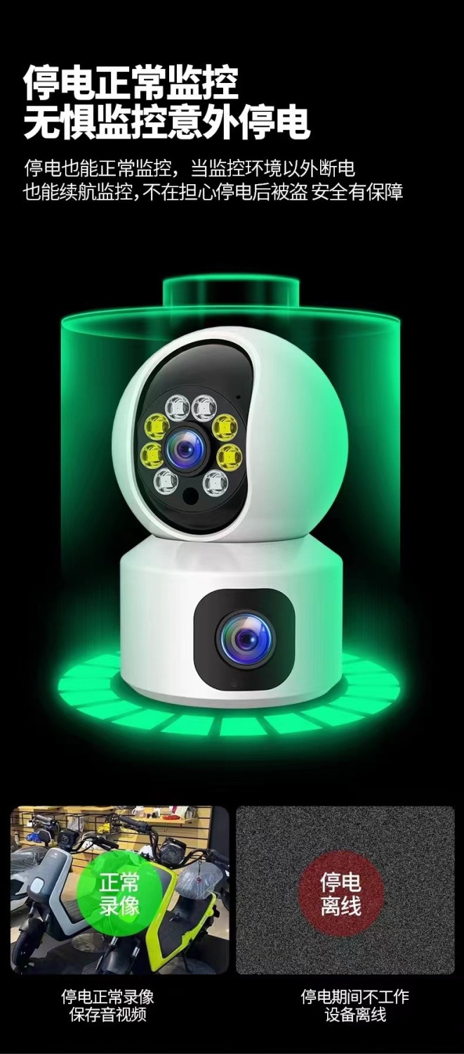 Cross-border wireless wifi smart dual-screen surveillance camera 360° rotating full-color dual-eye camera distribution pic 7