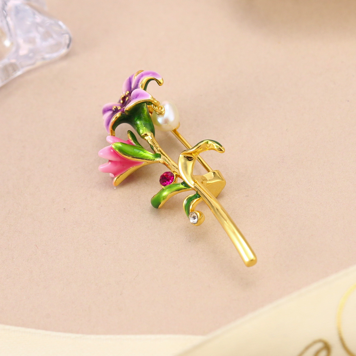 Retro and simple floral painting, oil-dripping long brooch, pearl coat, anti-glare sweater, cardigan button accessory pic 22