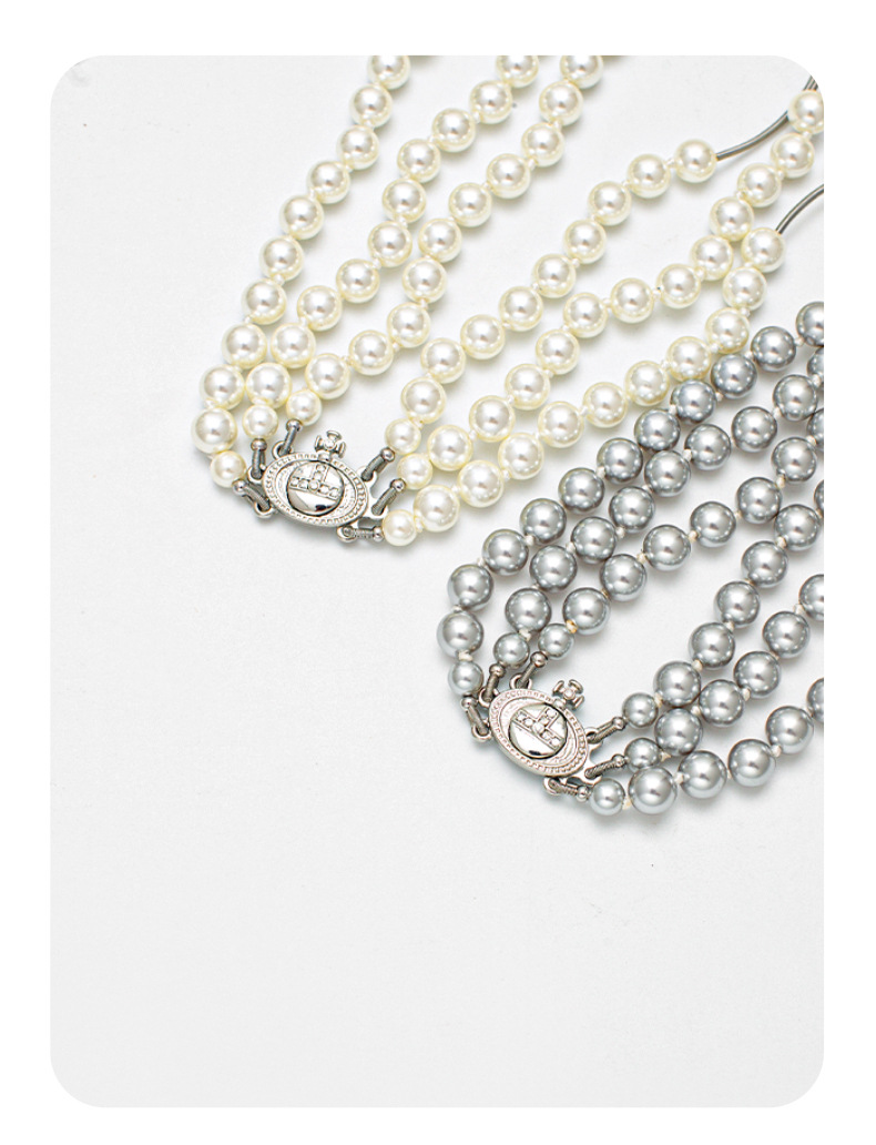 多层土星珍珠项链女高级感西太后流苏项链个性百搭轻奢气质毛衣链详情6