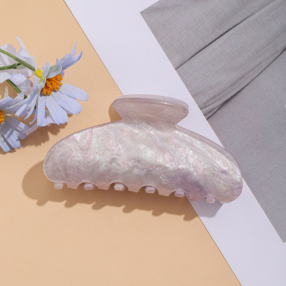 韩版时尚星空亚克力抓夹女式顶夹头饰闪粉糖果色高马尾发夹批发详情6