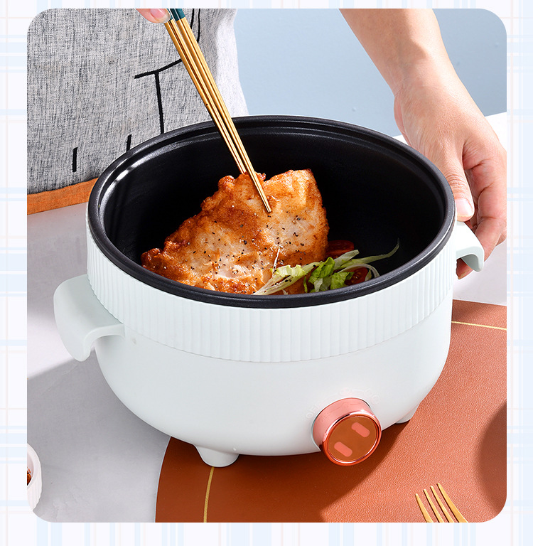 A 22cm height-increased design household multi-functional electric cooking pot, a one-piece pot for frying, boiling, steaming and frying in the dormitory, an electric hot pot and an electric wok pic 25