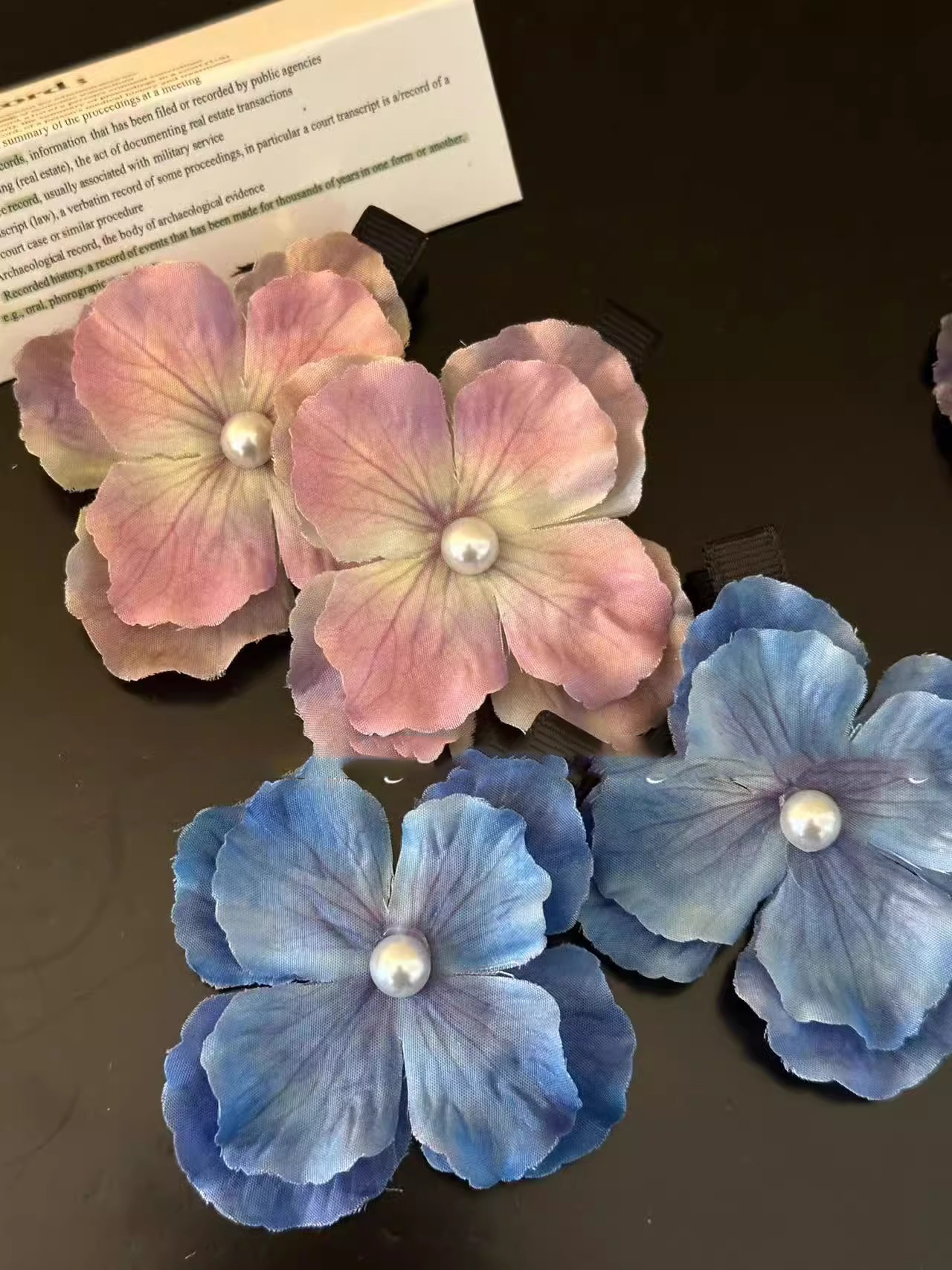 油画绣球花发夹女仿真花朵发夹边夹侧边碎发神器气质头花头饰发饰详情6
