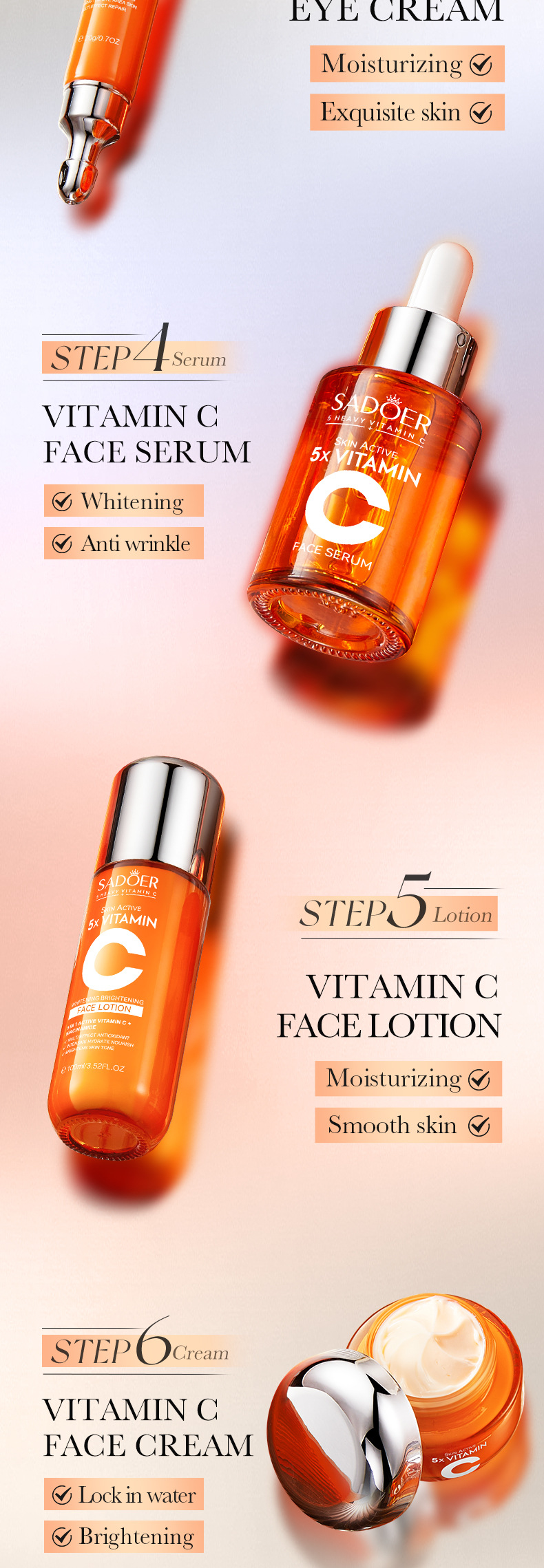 全英文SADOER五重维C提亮护肤礼盒 护肤品套盒跨境外贸批发详情35