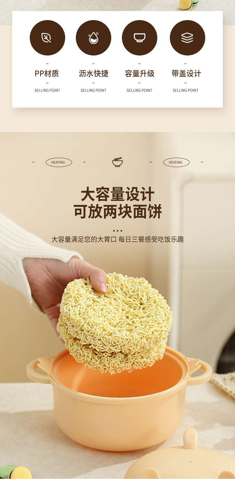 2025 nuevo cuenco de macarrón de burbuja puede ser microondas calentado estudiante bineared cute gran capacidad mezcla de macarrón instantáneo lik bowl pic 2