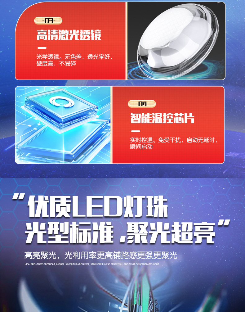 Private mold motorcycle led spotlights with universal lenses, electric bike paving assistance lights, electric bike ultra-bright strong light pic 6