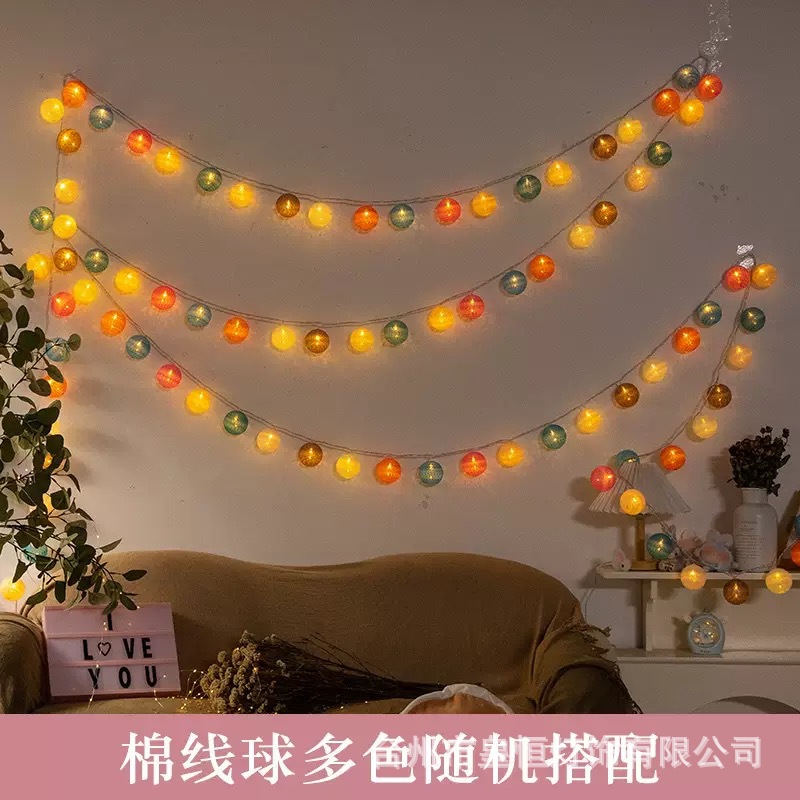 Seven-color light lines, LED small light strings, Easter acrylic neon lights, colored lights, cotton thread balls pic 5