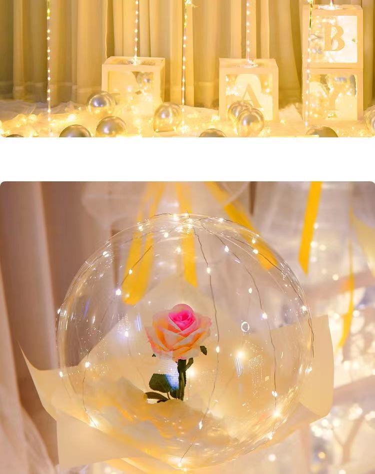 Glowing balloons, wedding room decoration, birthday arrangement, bouquets, bouncy balls, roses, romantic proposal pic 17