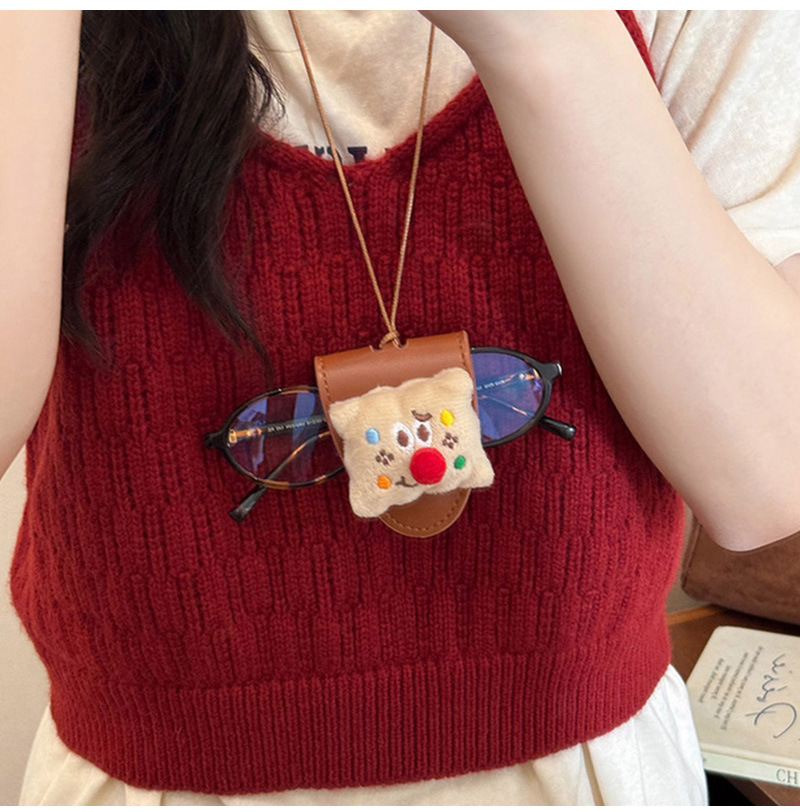 小红书同款kt猫眼镜夹挂脖可爱毛绒公仔便携式眼镜包项链挂饰批发详情5