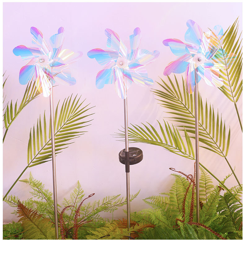 跨境新款风吹转动太阳能风车插地灯 led户外花园装饰草坪灯景观灯详情14