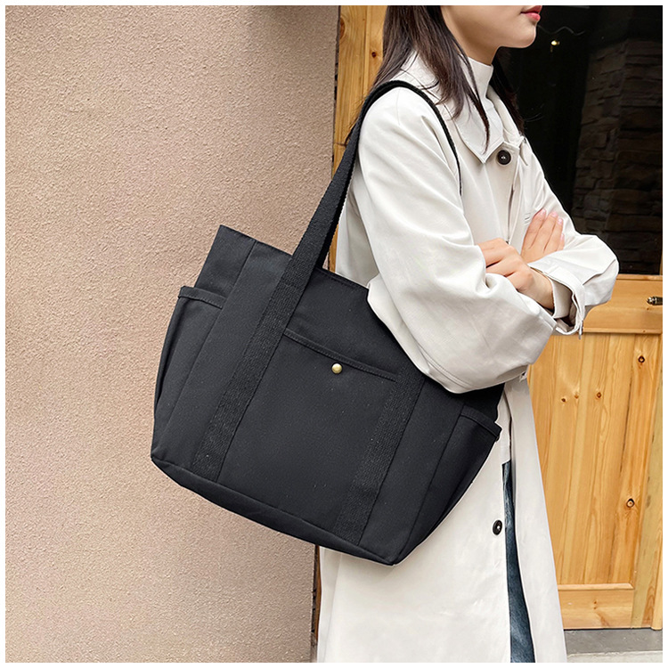 大容量托特帆布包上班外出高颜值通勤百搭文艺学生装书单肩布袋包详情16