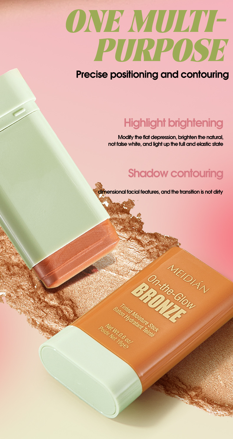【 Cross-border Exclusive 】MEIDIAN Blush Sticks, Facial Makeup, Highlighter Contouring, Swelling Blush wholesale pic 4