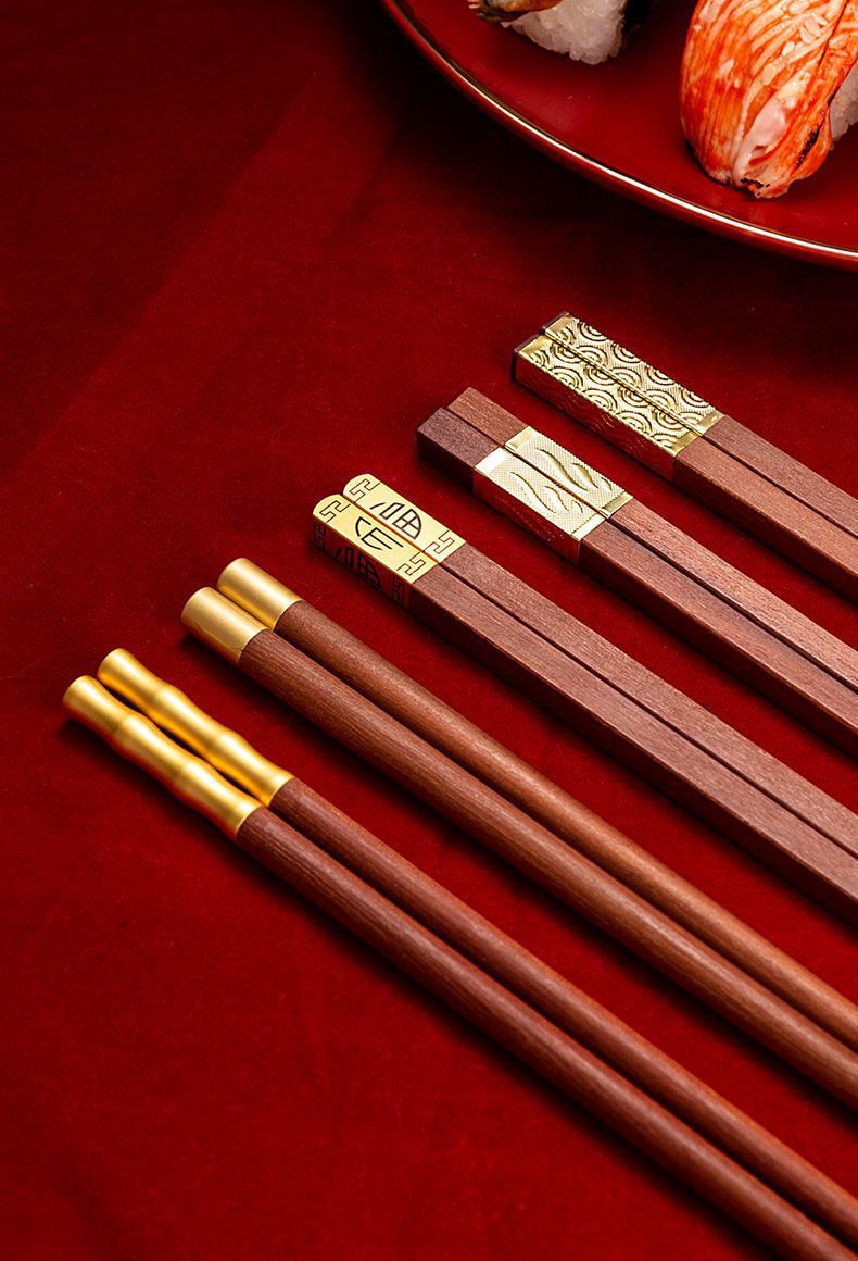 优圣美帝双十汇红檀木筷子家用一人一筷实木分餐家庭筷子伴手礼详情7
