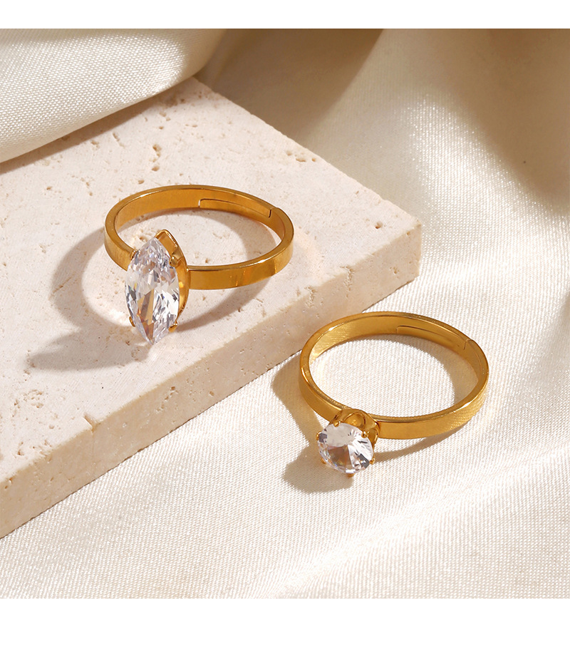 European and American fashion trends: Stainless steel minimalist style, personalized zircon inlaid rings, personalized and trendy ring wholesale pic 5