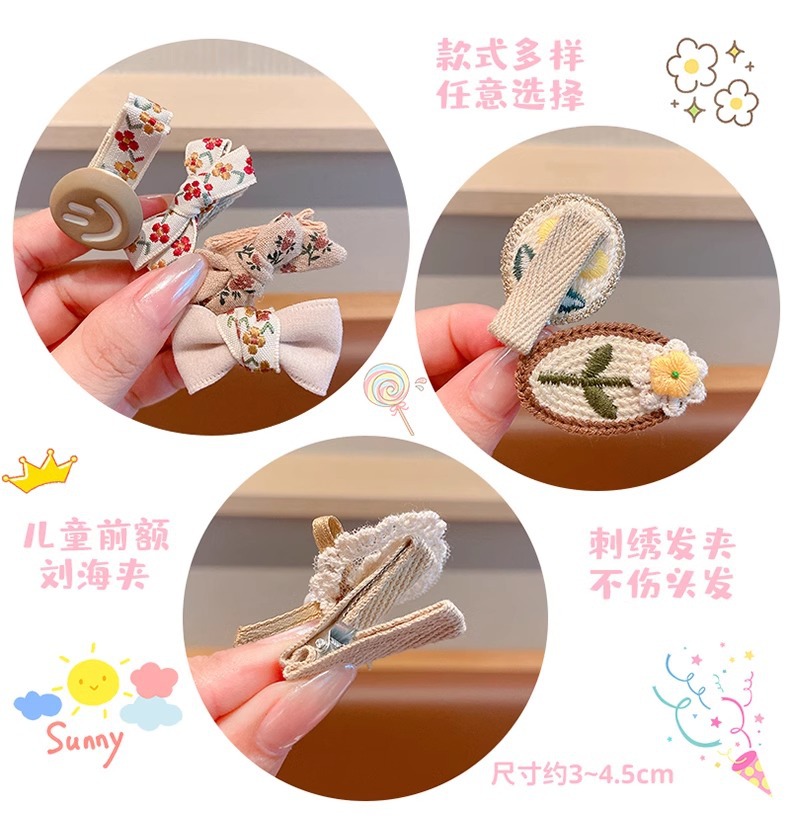 宝宝全包布发夹女童不伤发可爱复古婴儿小夹子儿童花朵发卡头饰详情14
