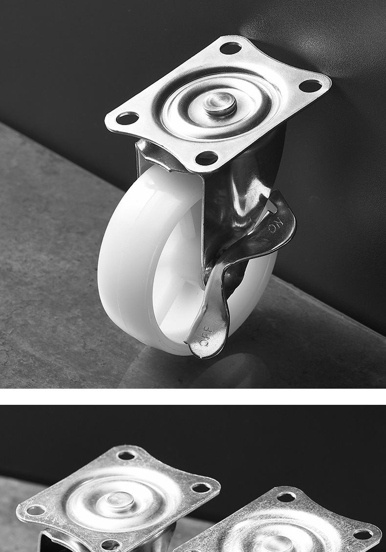 静音PVC定向万向脚轮迷你带刹手推车轮子PP耐磨顺滑家具滑轮详情28