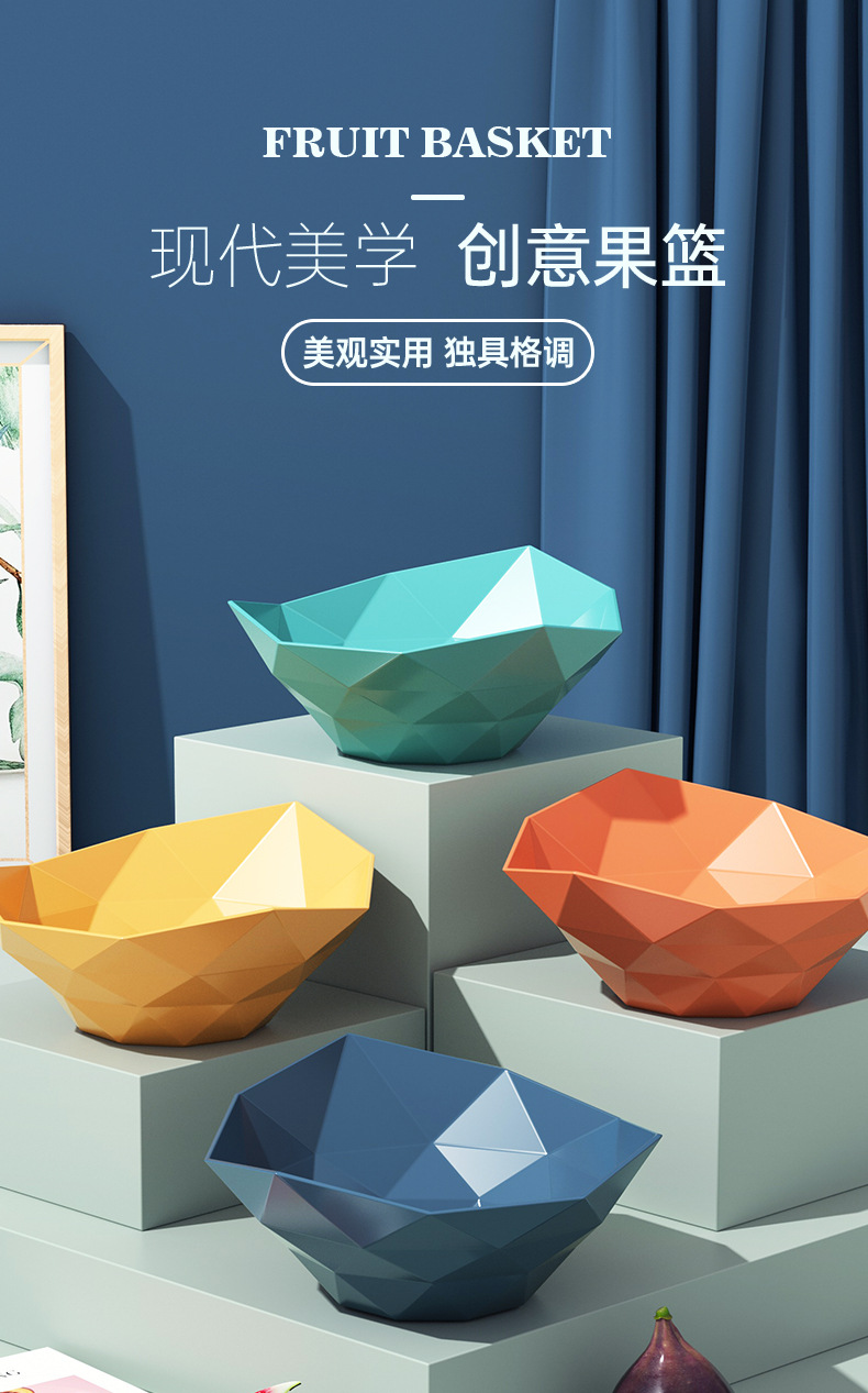 家用水果盘客厅茶几创意果盆塑料网红糖果盘现代干果盘零食盘果篮详情1