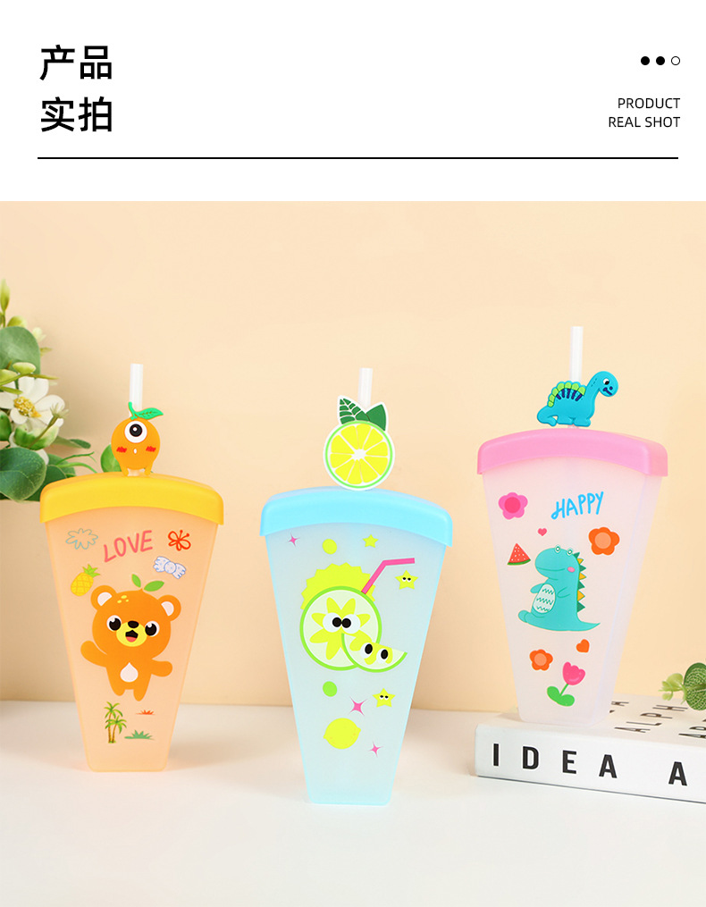 Cross-border watermelon fruit-shaped water cup manufacturer, popular student portable plastic drinking cup, large-capacity pp straw cup pic 6