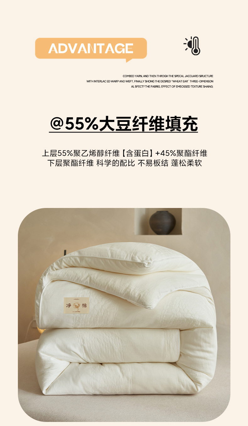 2025新款A类纯棉水洗棉55%大豆被子春秋被冬被芯棉被麻花纹大提花详情12