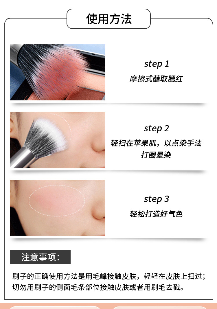 诗美逸多功能点彩腮红刷化妆刷套装专业真毛化妆刷详情12