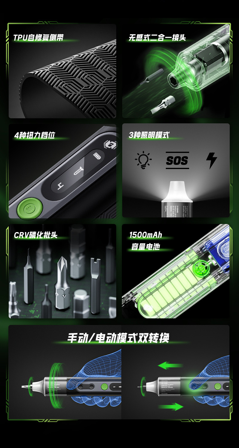 跨境新品JAKEMY手自一体带扭力多功能电动螺丝刀套装 JM-8196电批详情14