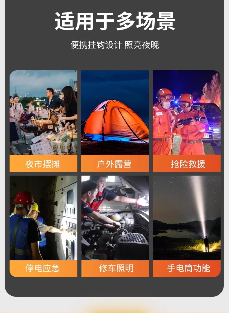 LED solar rechargeable bulbs, outdoor ultra-bright lighting fixtures, household power outage emergency lights, night market stall lights pic 6