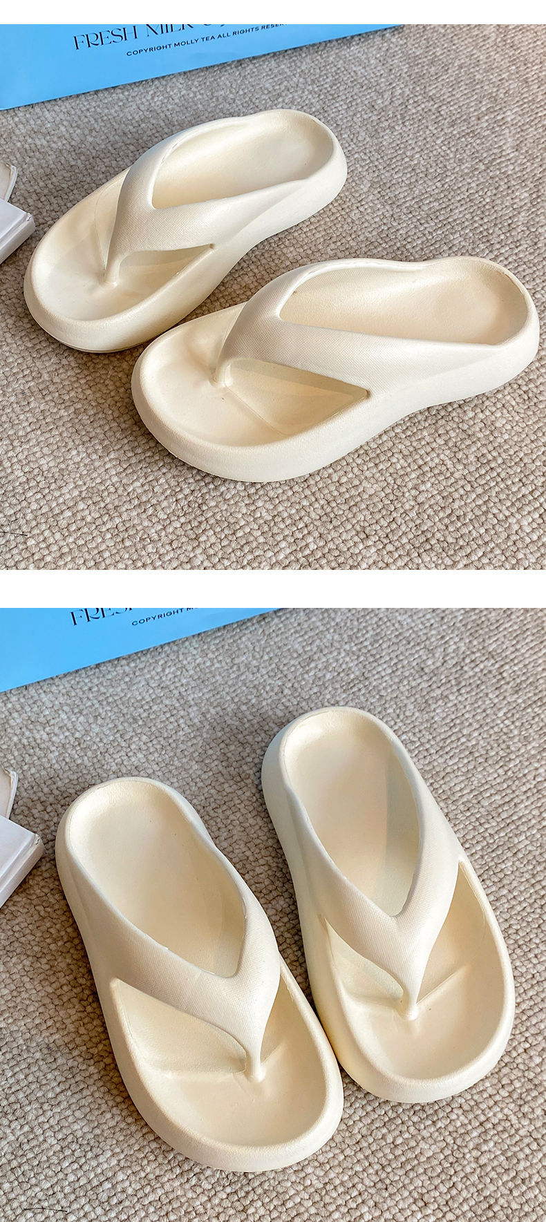 Ladies can wear the new thick-soled anti-slip beach flip-flops with sponge soles for the seaside in summer pic 12