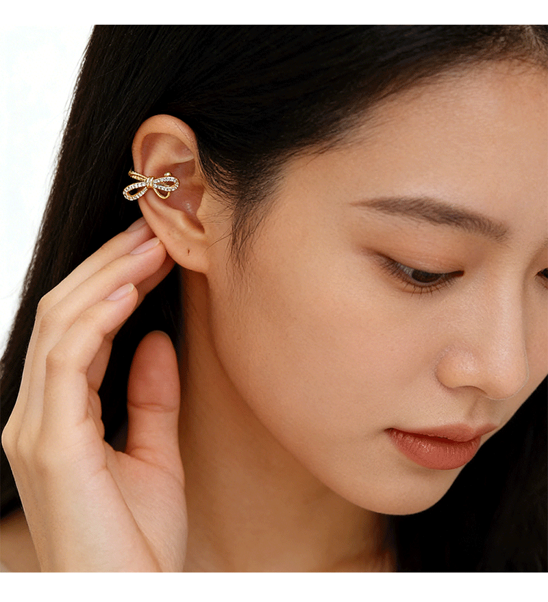 Hyacinth no piercings, must-fit ear bone clips, niche design, high-end earrings, fashionable, light luxury, exquisite bow, elegant earrings for women pic 7