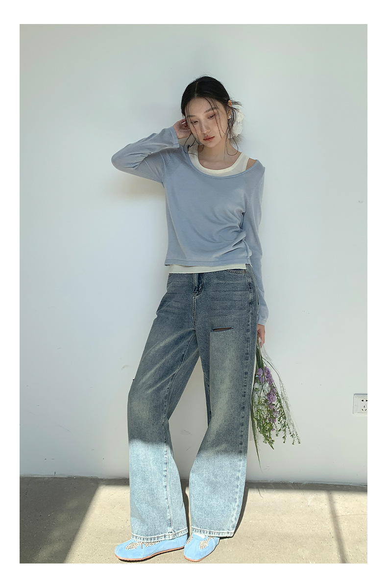 衣尔衫 清晨阳光 韩系假两件简约氛围感针织衫女气质新款温柔0326详情22