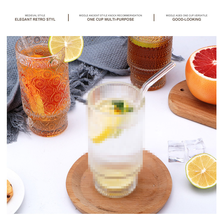 跨境亚马逊水杯创意简约竖纹叠叠杯高颜值果汁饮料吸管双饮玻璃杯详情7