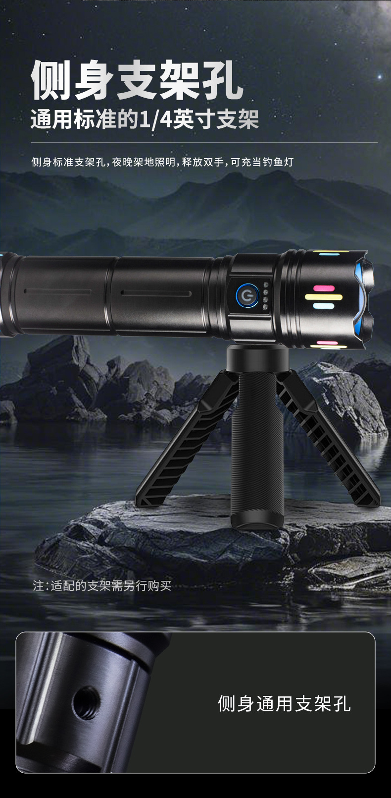 Cross-border high-intensity long-range zoom flashlight, white laser, outdoor patrol and exploration multi-functional portable flashlight with fluorescence pic 12