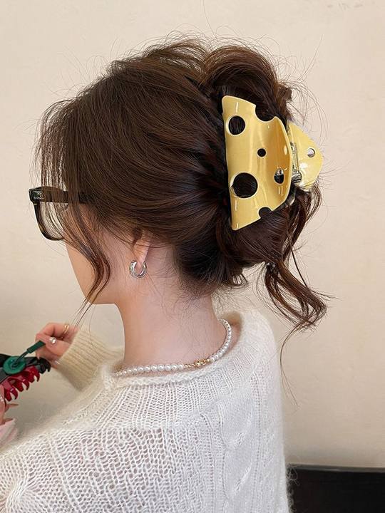 安可拉红纽扣抓夹女2025新款盘发鲨鱼夹高级感后脑勺发夹头饰发卡详情12