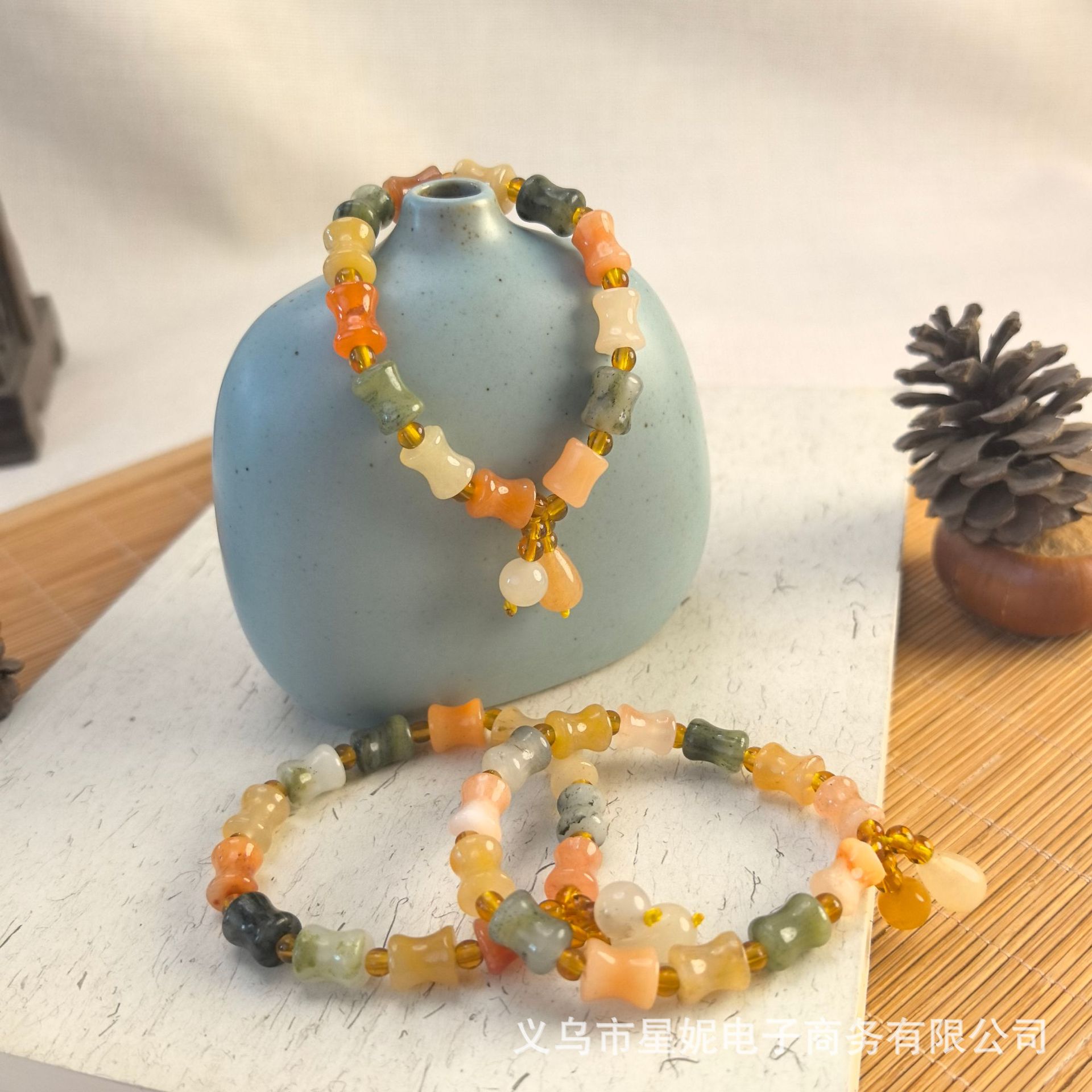 直播福利品仿金丝玉南瓜珠手串学生竹节葫芦手链小众闺蜜梅花手饰详情3