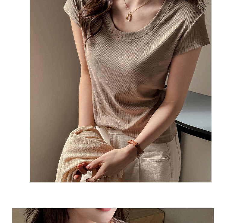 莱赛尔2025新款女式天丝短袖T恤 夏季宽松显瘦高级感正肩打底上衣 轻薄透气详情22