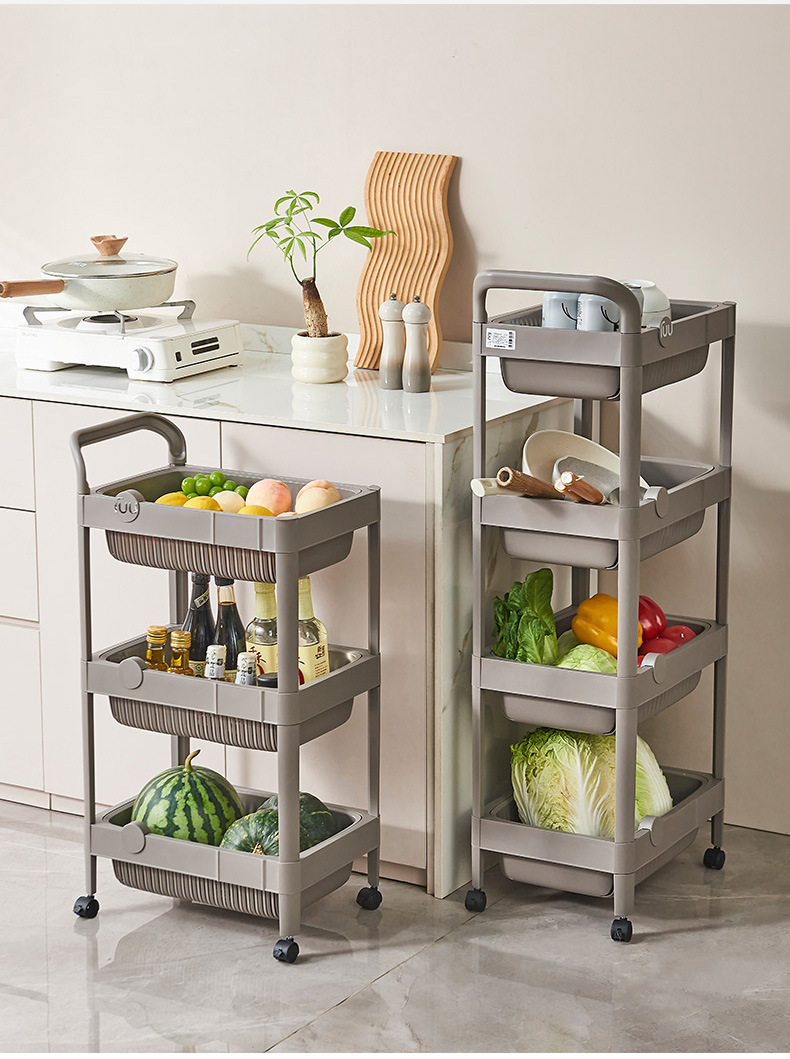 家居桌面零食塑料多层收纳架落地置物架子小推车展示分层整理架一体详情2