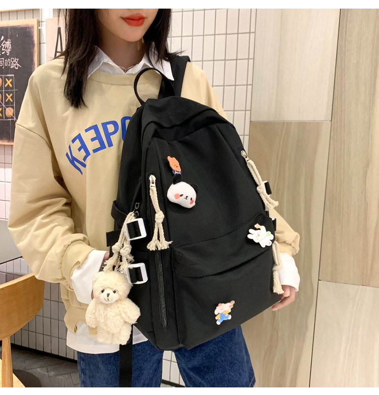 2024新款书包女生韩版高中生初中生双肩包可爱大容量ins简约书包详情10