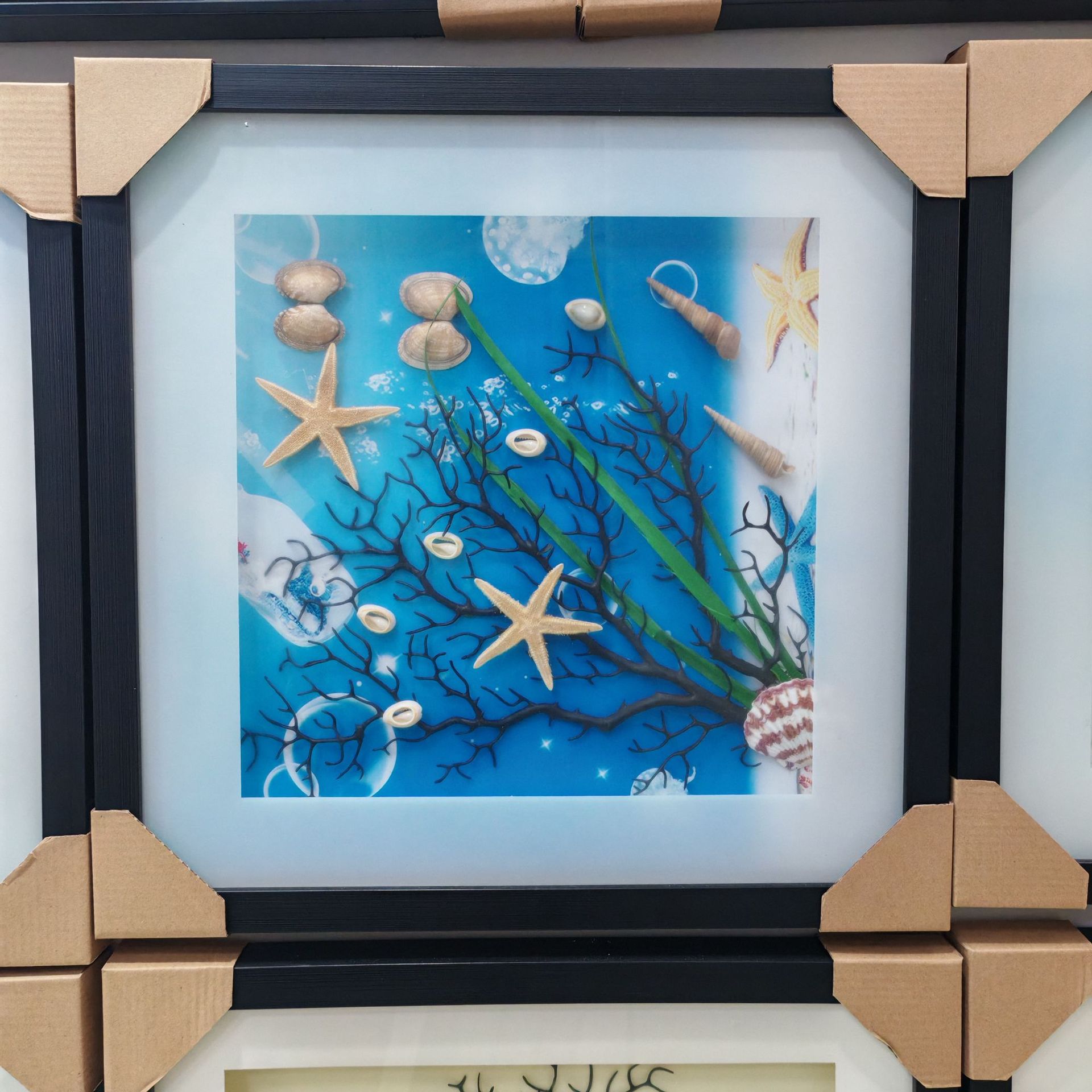 蓝色海洋系列装饰画海树贝壳干花手工贴画地中海风格 尺寸42*42详情2