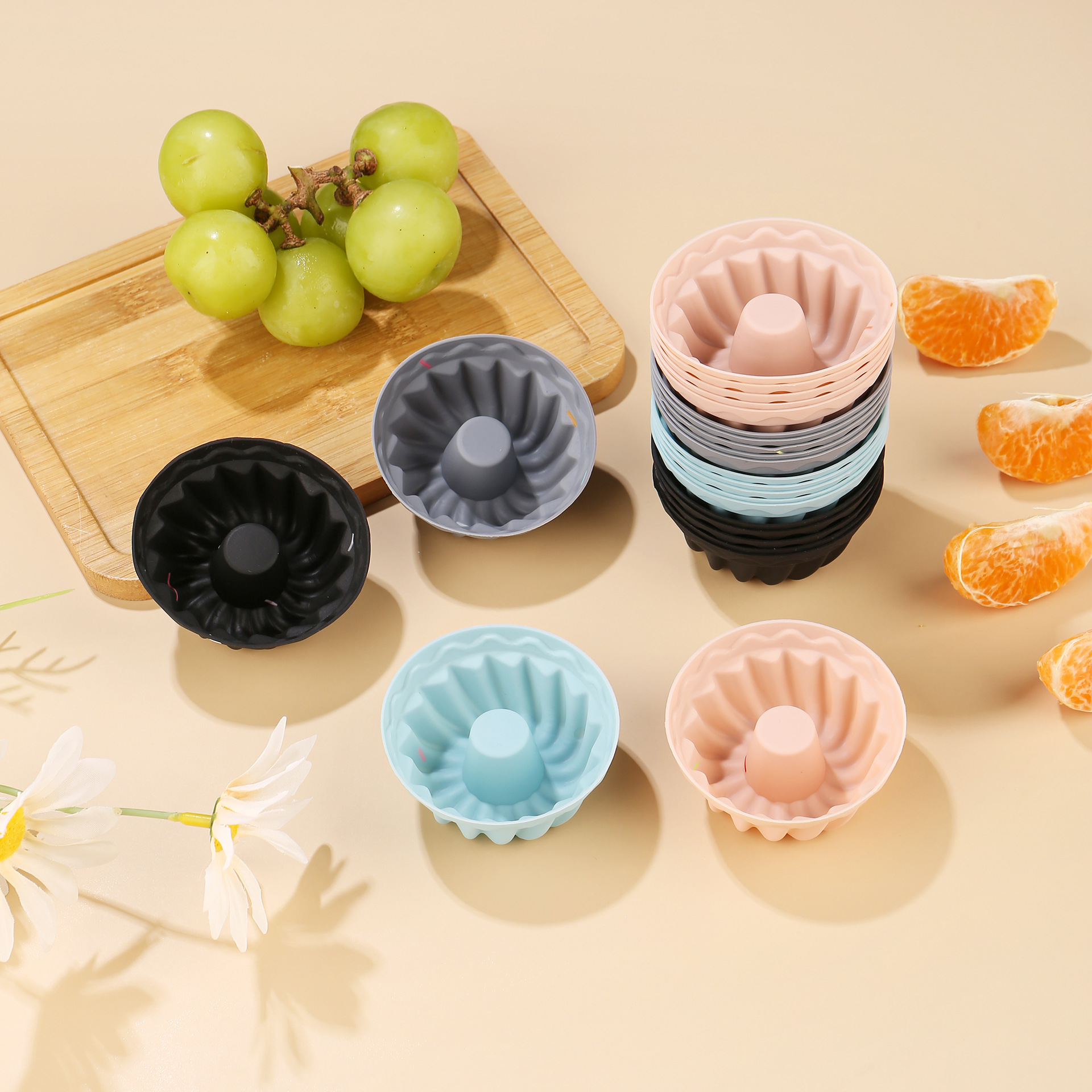 食品级加厚硅胶马芬杯烘焙硅胶模具圆形星形心形正方形玫瑰蛋糕杯详情6