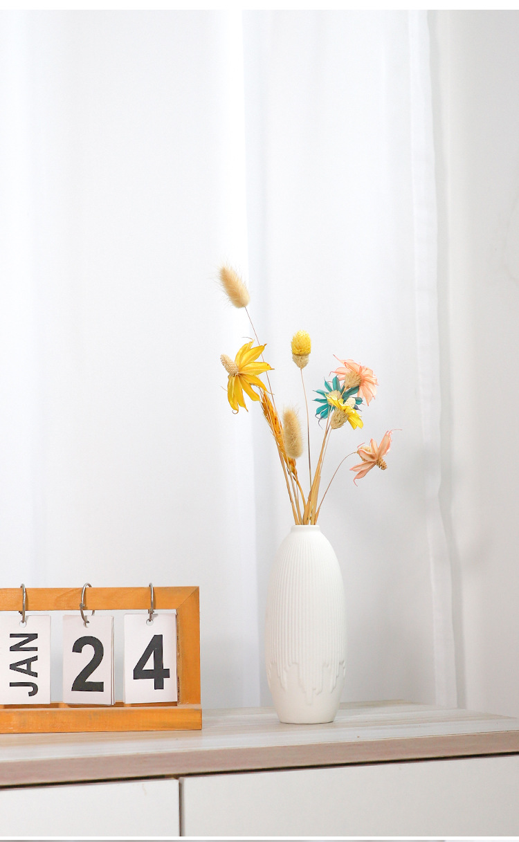 2026 Modern and simple ceramic vase, creative home decoration, unfired white flower arrangement, striped flower vases, desktop business gifts pic 6