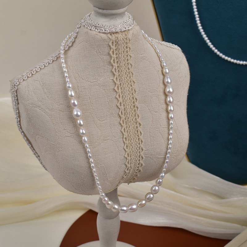 Collar de perlas de agua dulce natural otoño e invierno vestir alto sentido gargantilla moda mujer perla barroca suéter cadena pic 3