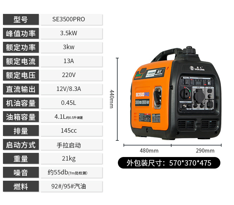 森久汽油发电机家用微型220v静音变频3kw房车户外手提露营便携式详情21