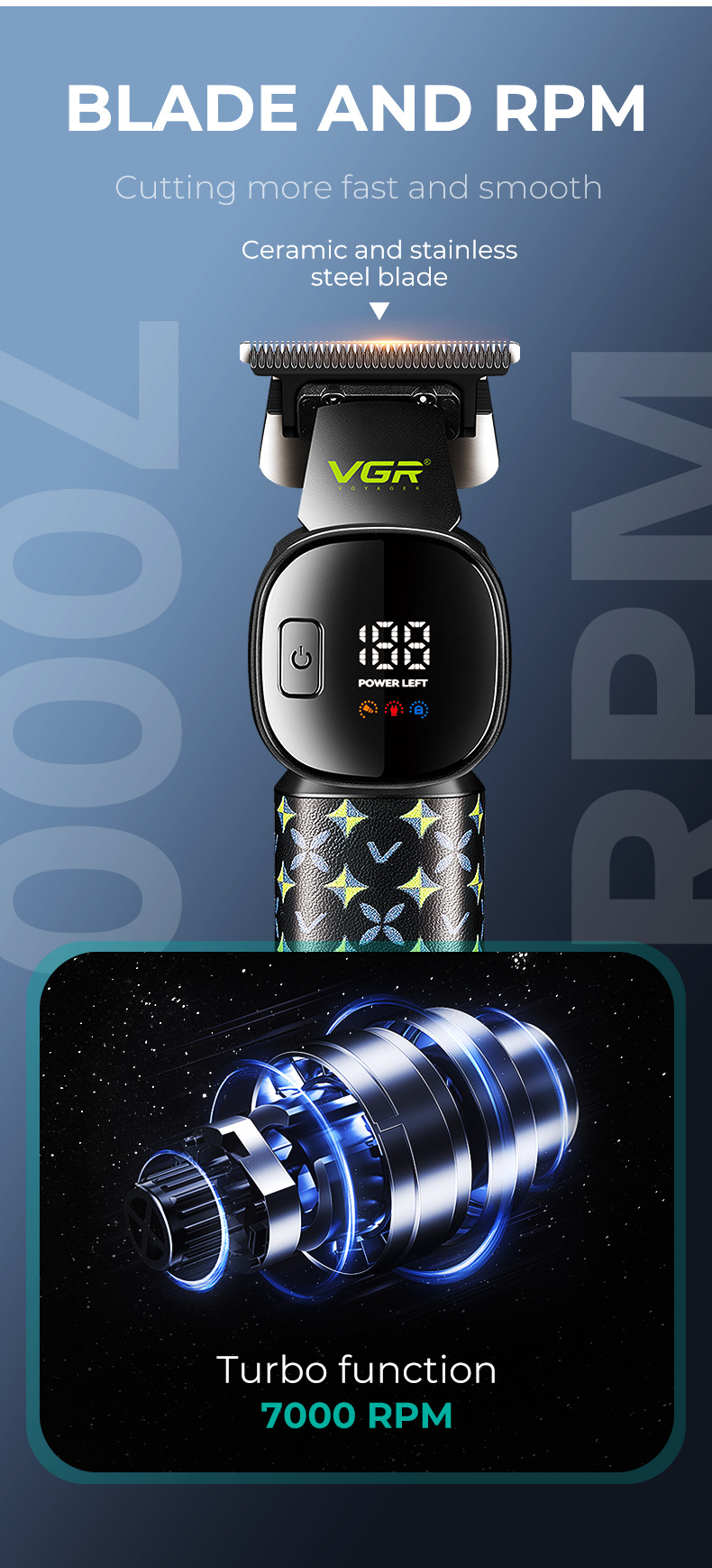 VGR185跨境新款雕刻推剪器家用理发器发廊电动油头剪电动理发器详情5
