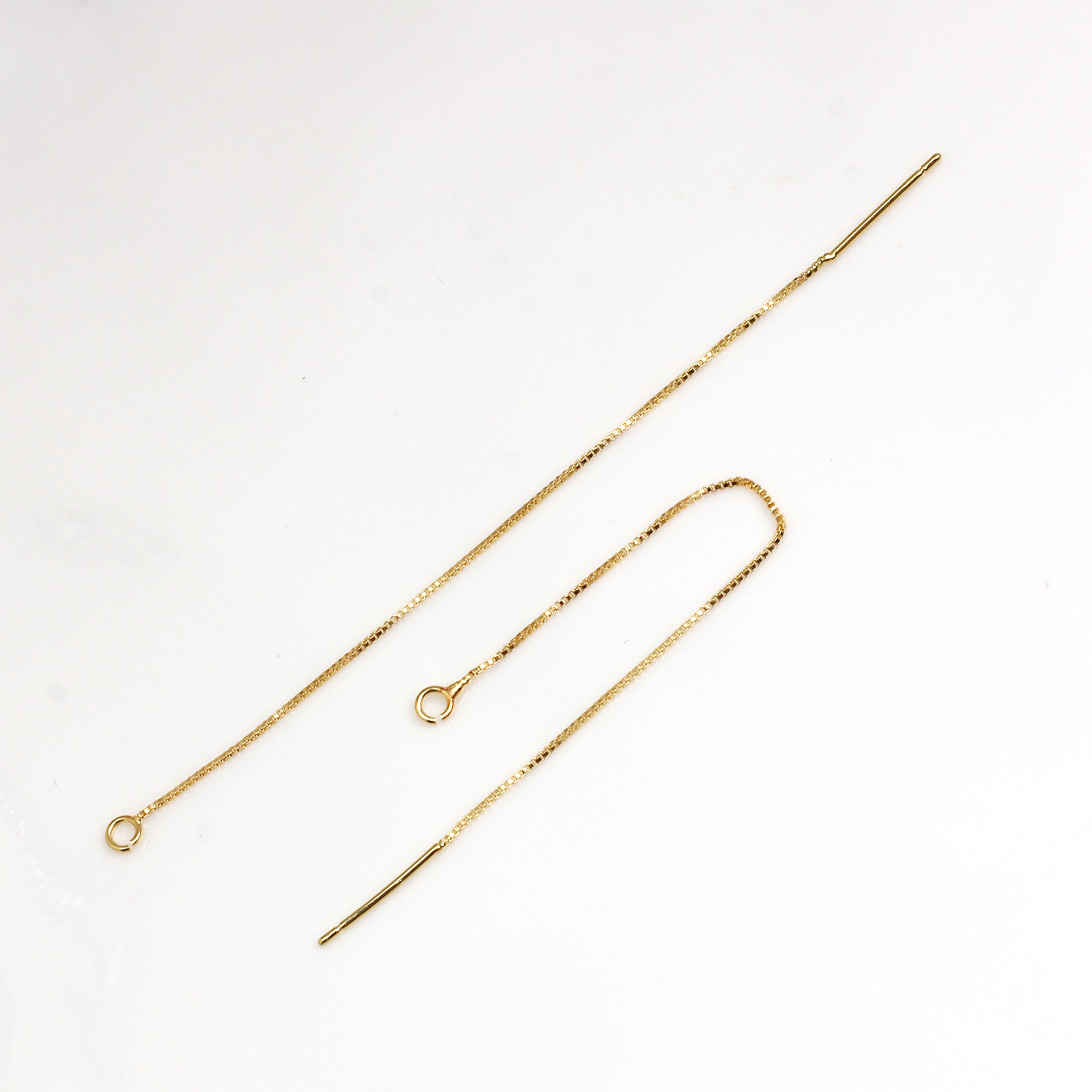 14K copper-plated real gold color-preserving box chain earring wire earrings chain earpins welded flat chain earrings accessories pic 9