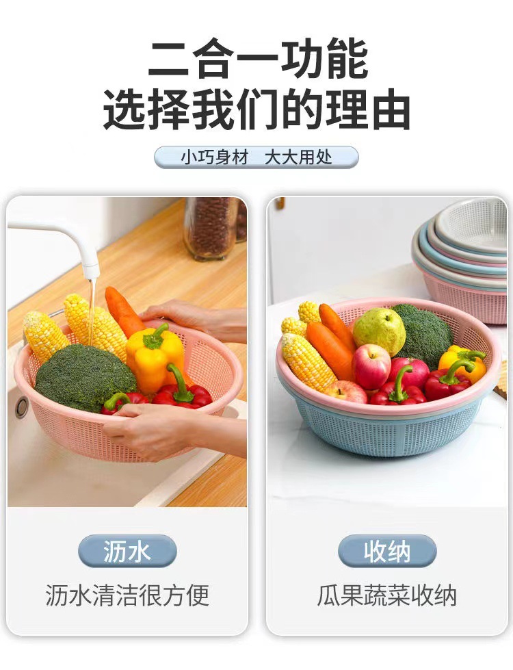 沥水篮家用篮子耐摔圆形厨房洗菜盆加厚密孔筛麻辣烫小吃菜篮批发详情5