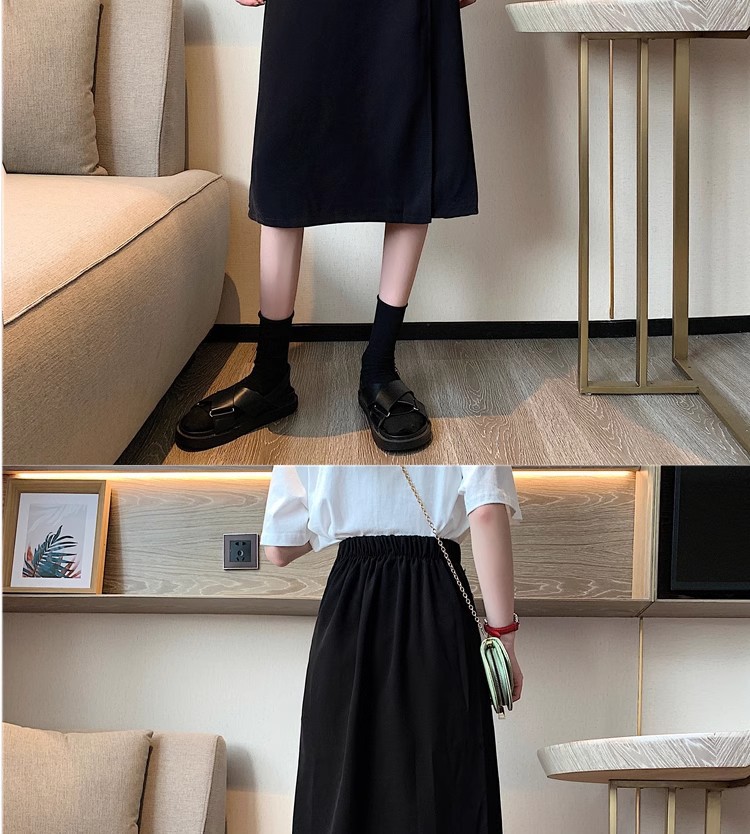 Suitable for pear-shaped figures, large-sized high-waisted long dress suits, slit A-line skirts, knee-length mid-length skirts for women in autumn pic 6